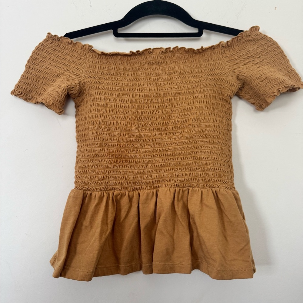 American Eagle Outfitters golden yellow  Smocked Off-Shoulder Top